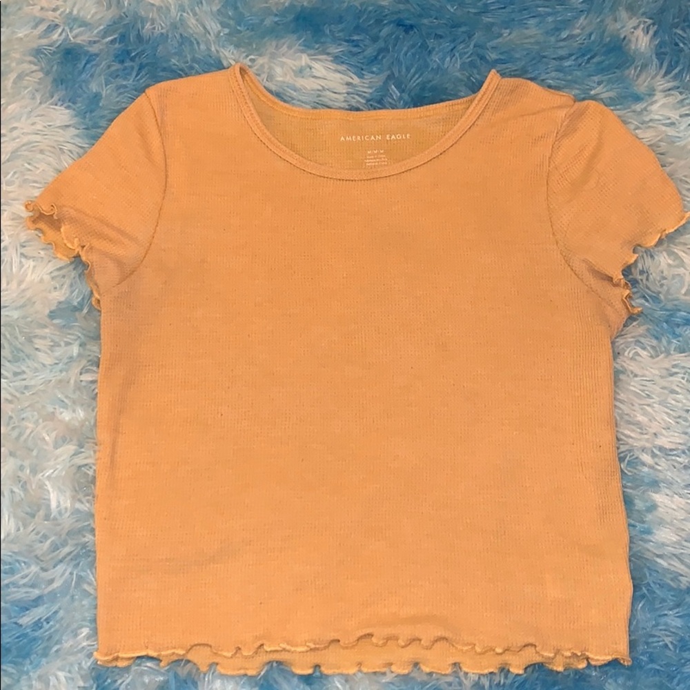 Yellow Lettuce Edge American Eagle Top